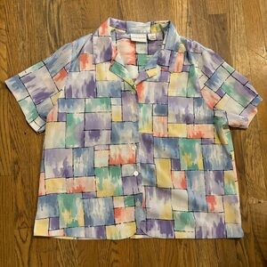 Alfred Dunner Pastel Color Block Button Up